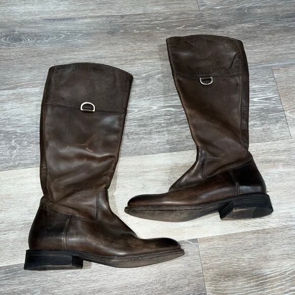 Frye Jayden D Ring Brown Riding Leather Boots Size 8 B - Picture 1 of 6